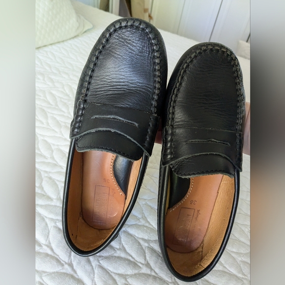 Kids Atlanta Moccasin black leather slip on loafer shoes size 36 (kids 4) - Picture 3 of 9
